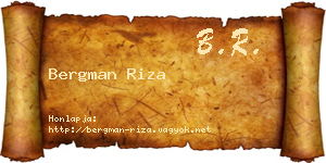 Bergman Riza névjegykártya